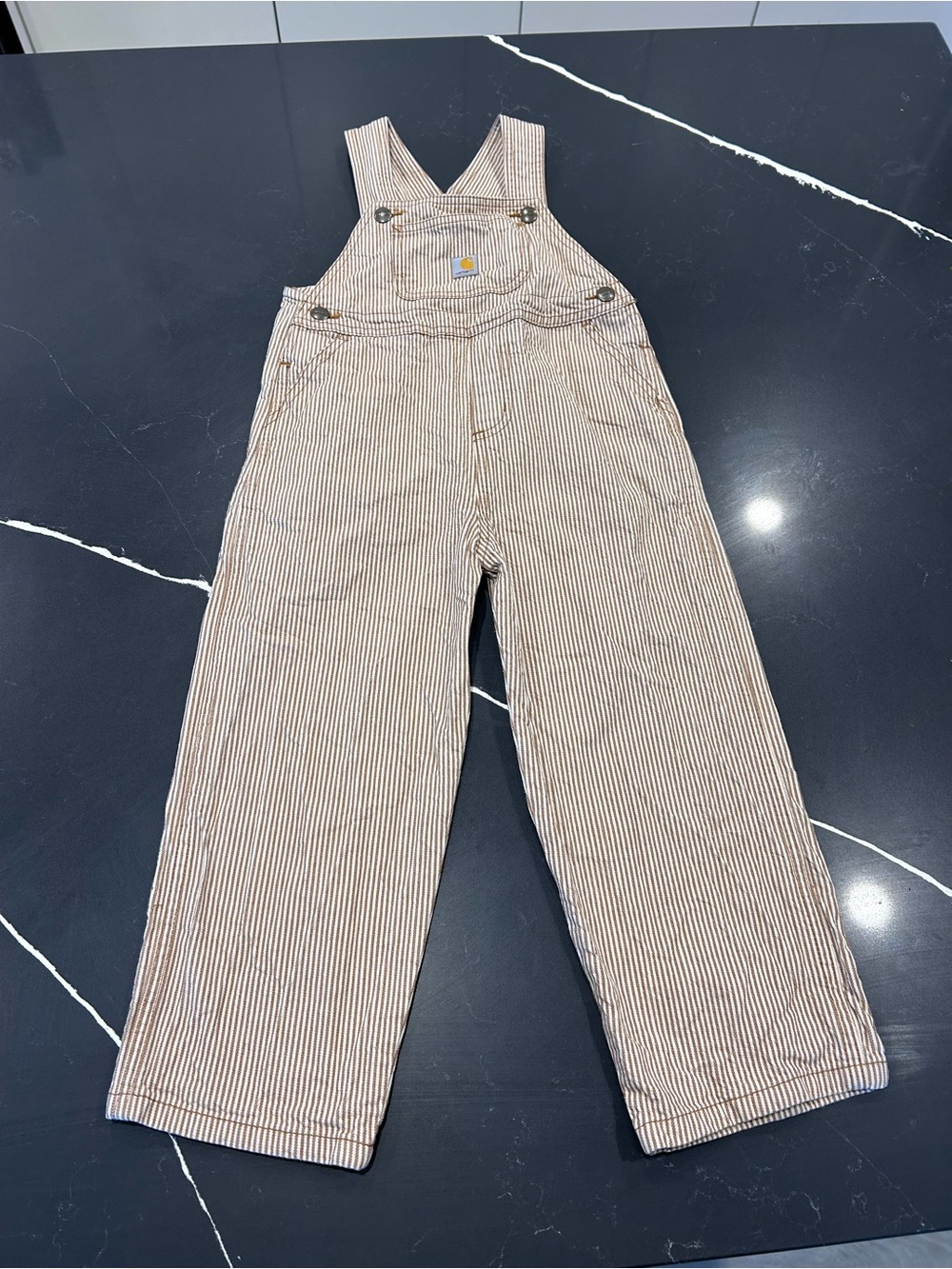 Carhartt Kids 4T Hickory Stripe Bib Overalls Denim Workwear Carpenter Farm Play